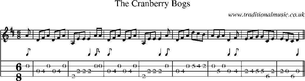 Mandolin Tab and Sheet Music for The Cranberry Bogs
