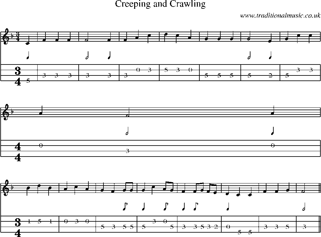 Mandolin Tab and Sheet Music for Creeping And Crawling(1)