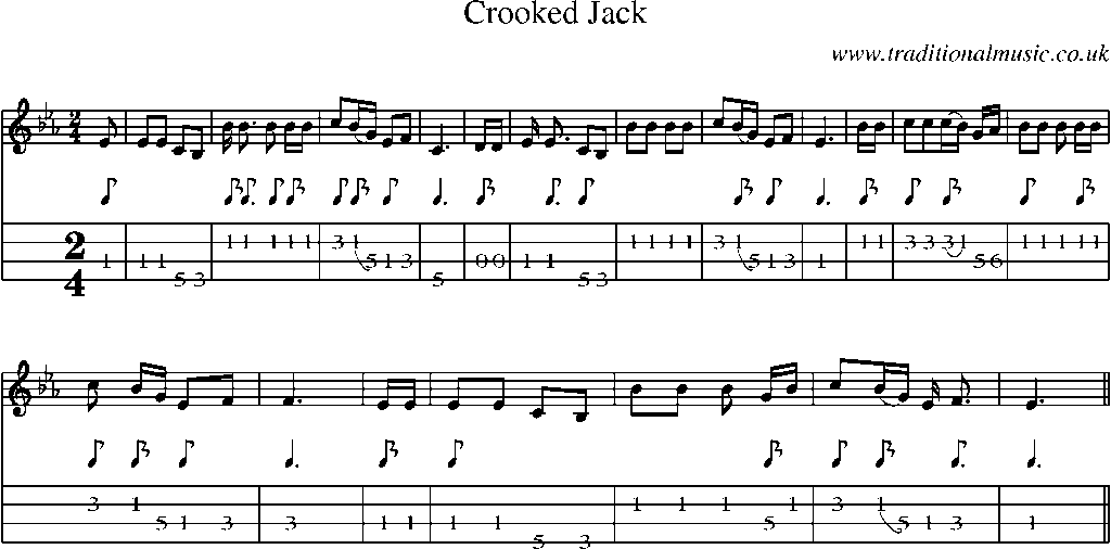 Mandolin Tab and Sheet Music for Crooked Jack