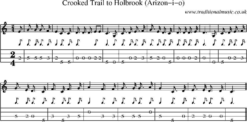 Mandolin Tab and Sheet Music for Crooked Trail To Holbrook (arizon-i-o)