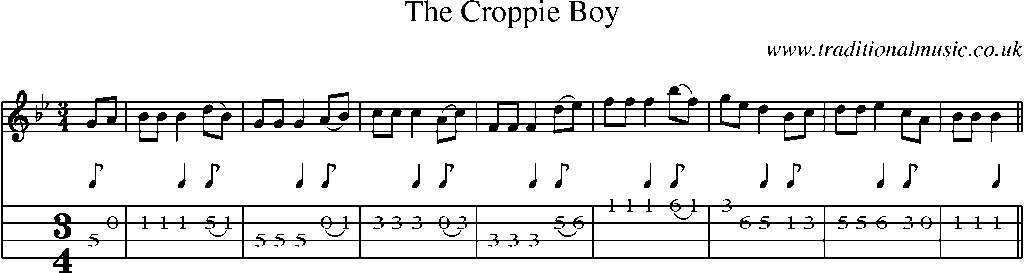 Mandolin Tab and Sheet Music for The Croppie Boy