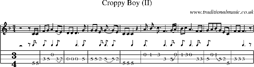 Mandolin Tab and Sheet Music for Croppy Boy (ii)