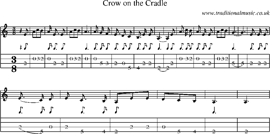 Mandolin Tab and Sheet Music for Crow On The Cradle