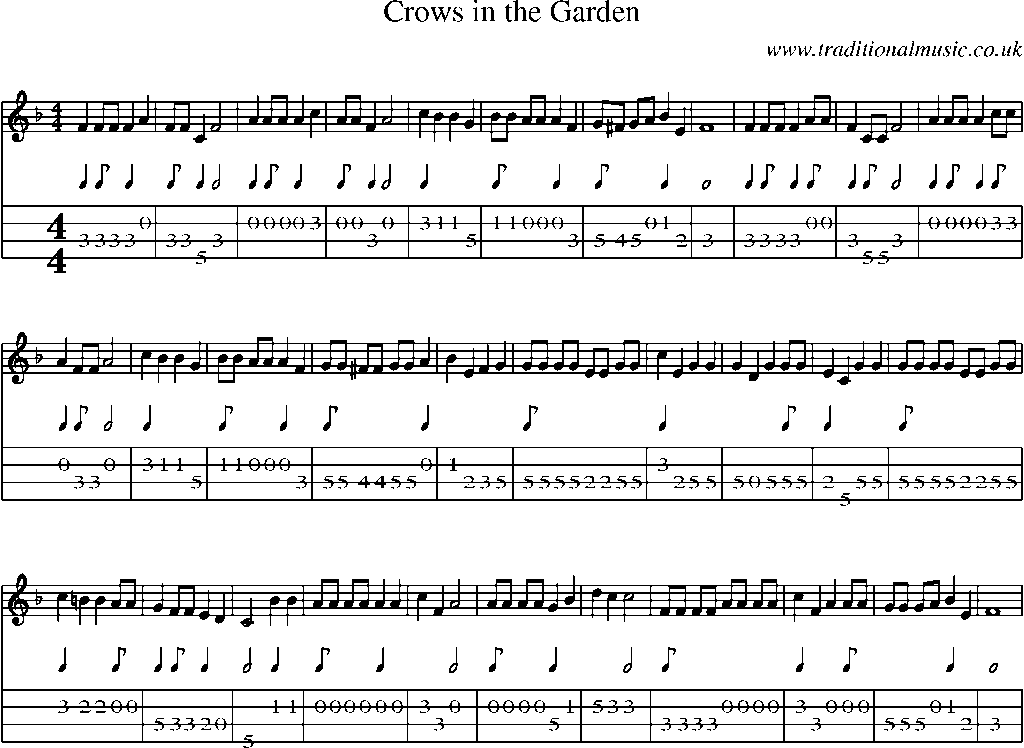 Mandolin Tab and Sheet Music for Crows In The Garden