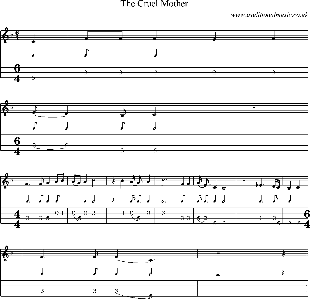 Mandolin Tab and Sheet Music for The Cruel Mother(1)
