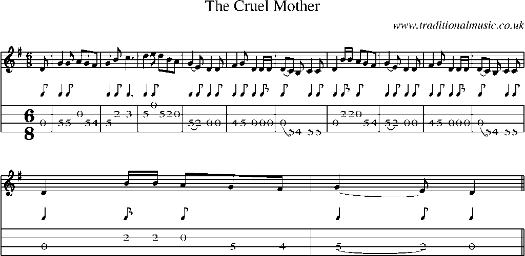 Mandolin Tab and Sheet Music for The Cruel Mother