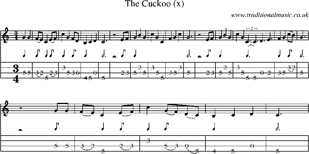 Mandolin Tab and Sheet Music for The Cuckoo