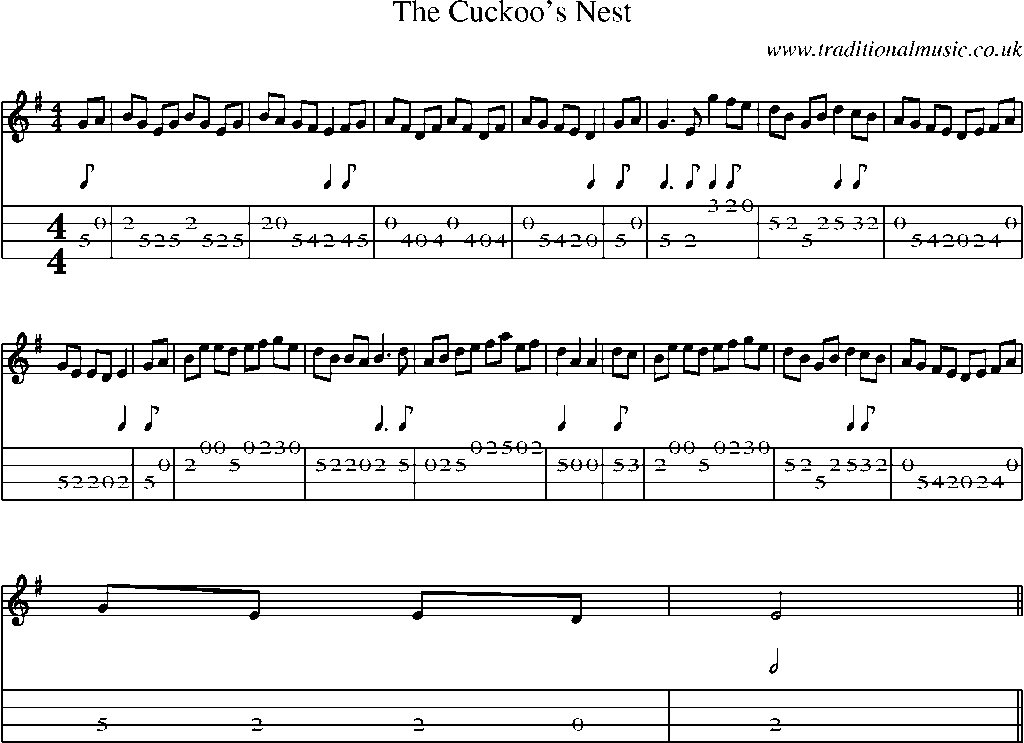 Mandolin Tab and Sheet Music for The Cuckoo's Nest(1)
