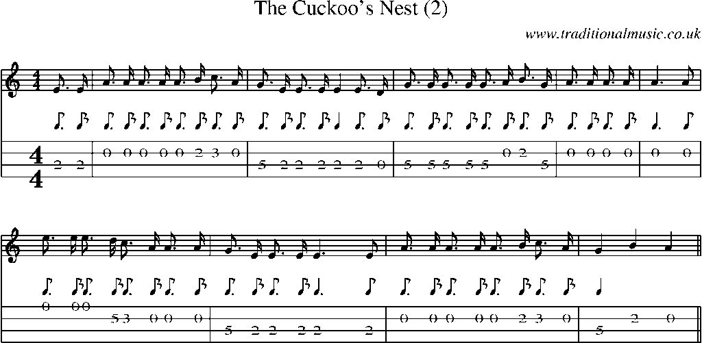 Mandolin Tab and Sheet Music for The Cuckoo's Nest(2)