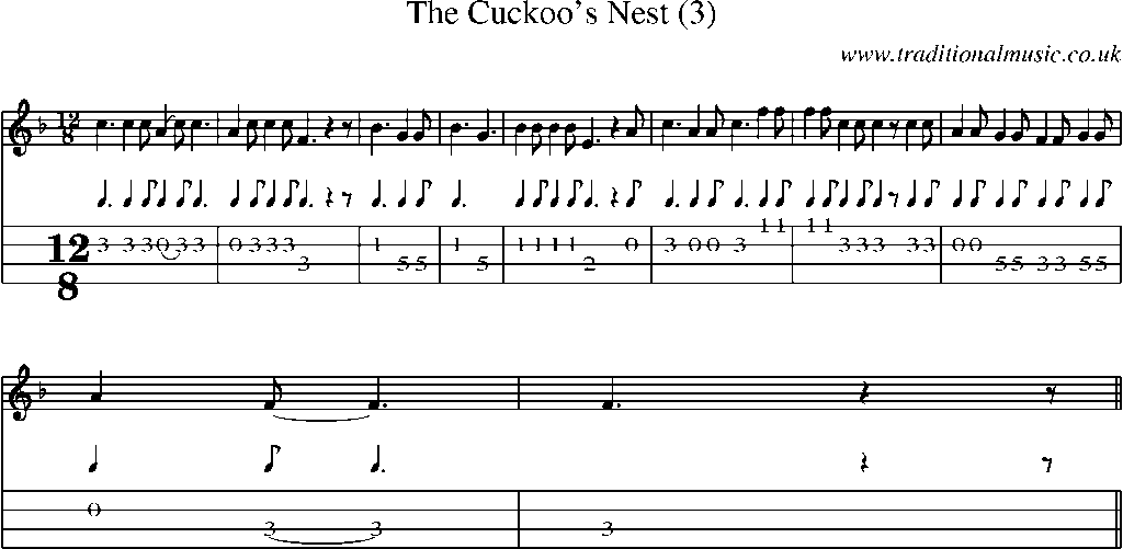 Mandolin Tab and Sheet Music for The Cuckoo's Nest(3)