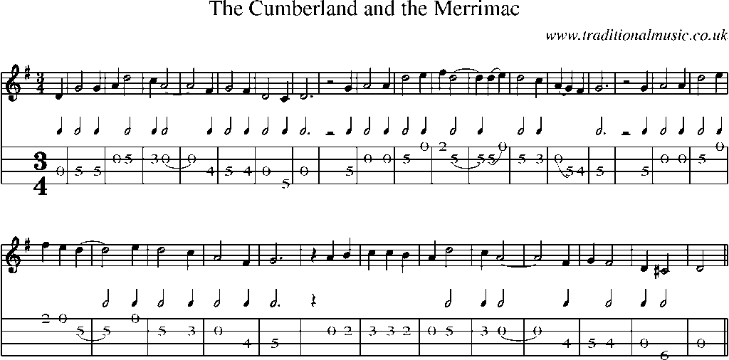 Mandolin Tab and Sheet Music for The Cumberland And The Merrimac