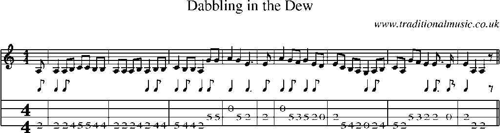 Mandolin Tab and Sheet Music for Dabbling In The Dew