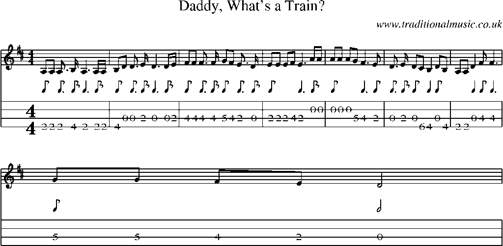 Mandolin Tab and Sheet Music for Daddy, What's A Train?