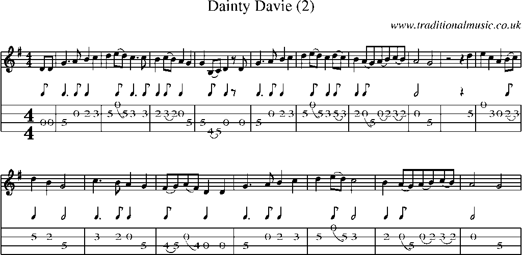 Mandolin Tab and Sheet Music for Dainty Davie (2)