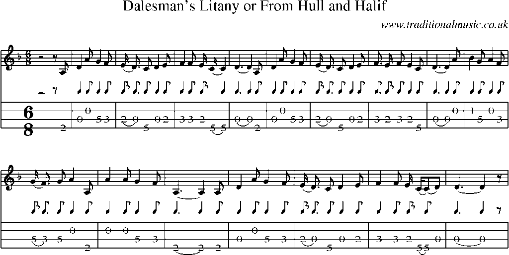 Mandolin Tab and Sheet Music for Dalesman's Litany Or From Hull And Halif