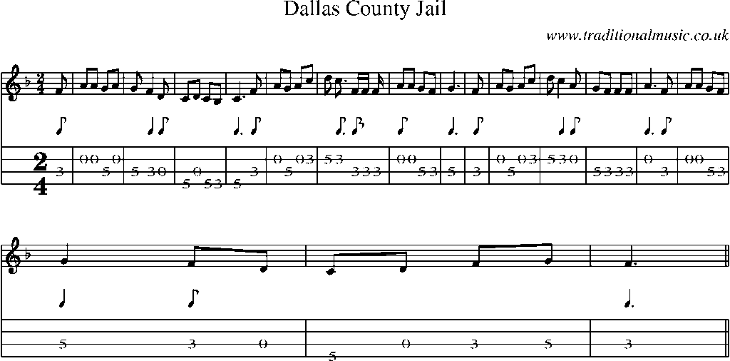 Mandolin Tab and Sheet Music for Dallas County Jail