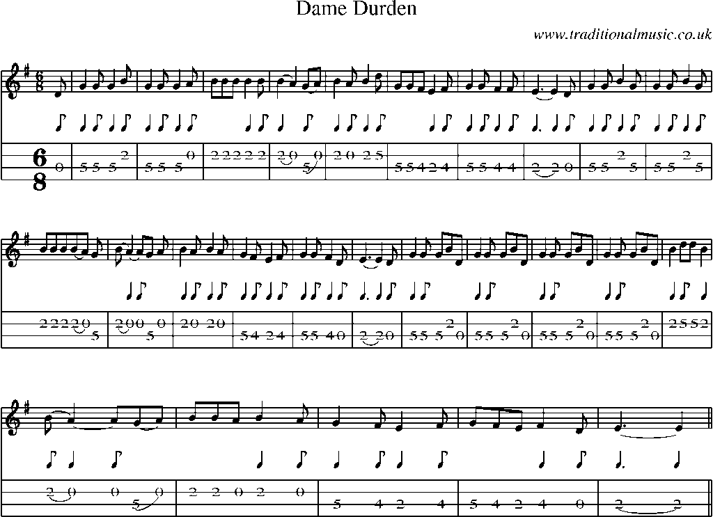 Mandolin Tab and Sheet Music for Dame Durden
