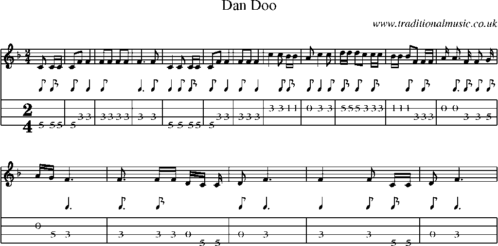 Mandolin Tab and Sheet Music for Dan Doo