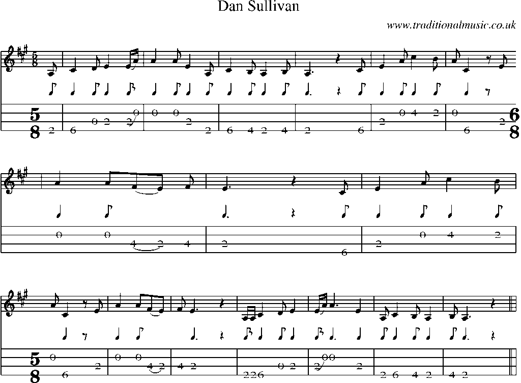 Mandolin Tab and Sheet Music for Dan Sullivan