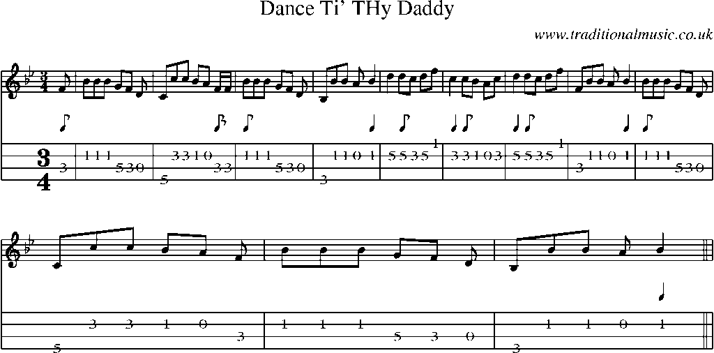 Mandolin Tab and Sheet Music for Dance Ti' Thy Daddy