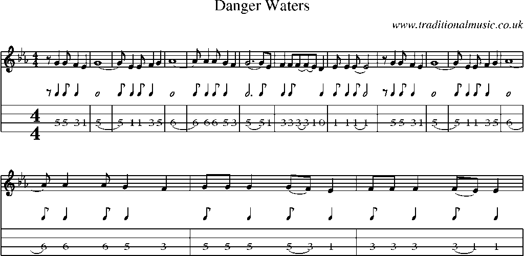 Mandolin Tab and Sheet Music for Danger Waters