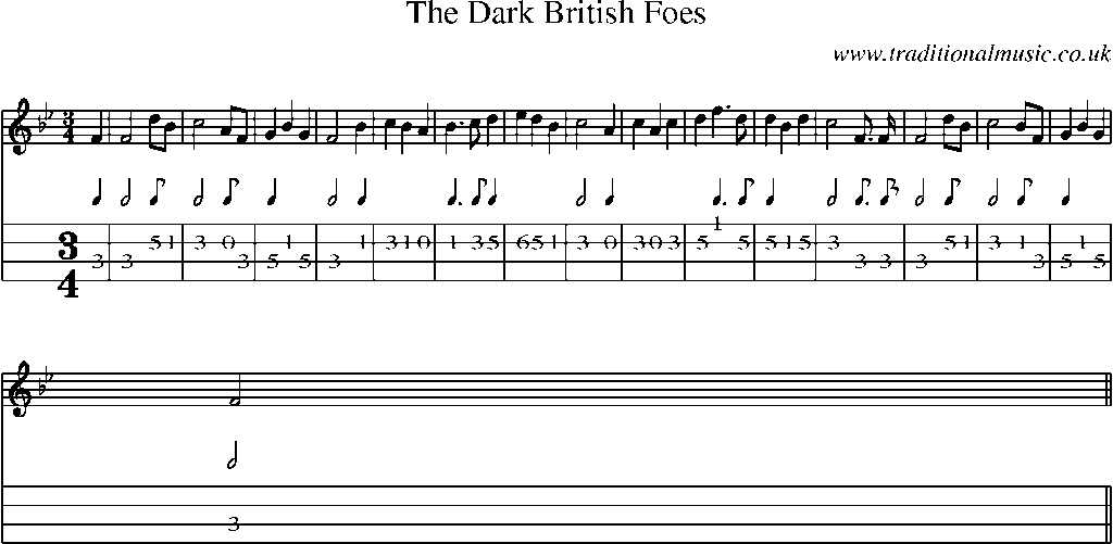 Mandolin Tab and Sheet Music for The Dark British Foes
