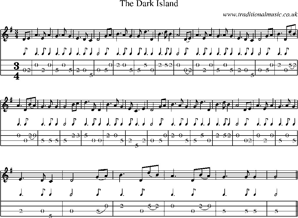 Mandolin Tab and Sheet Music for The Dark Island
