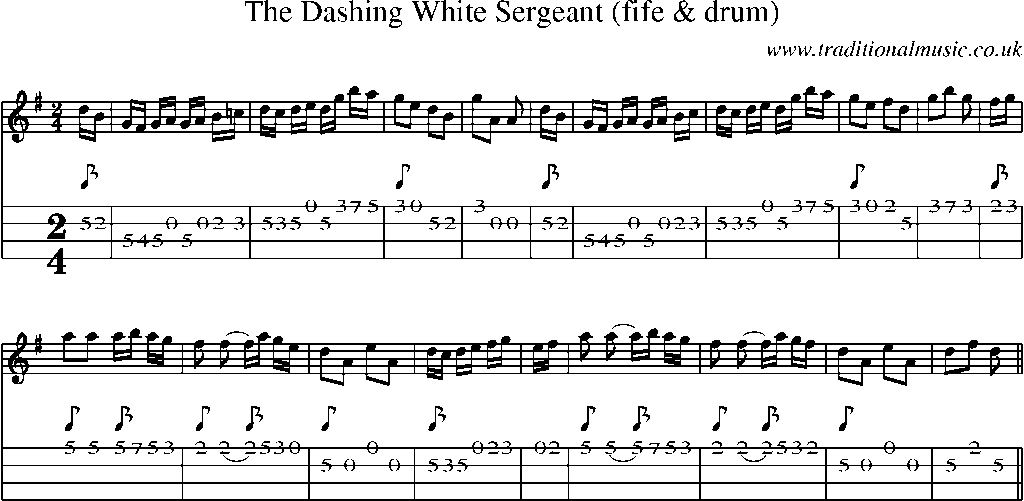 Mandolin Tab and Sheet Music for The Dashing White Sergeant (fife & Drum)