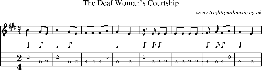 Mandolin Tab and Sheet Music for The Deaf Woman's Courtship