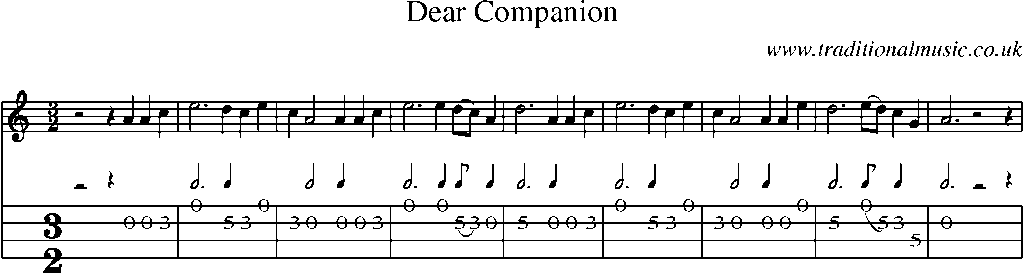 Mandolin Tab and Sheet Music for Dear Companion