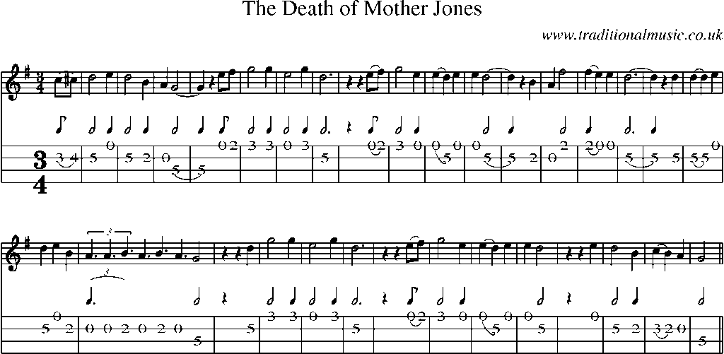 Mandolin Tab and Sheet Music for The Death Of Mother Jones