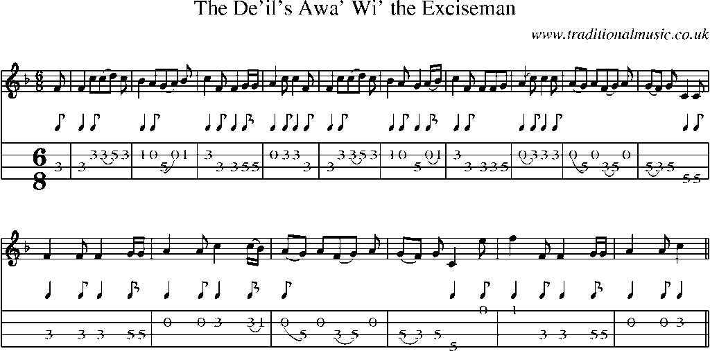Mandolin Tab and Sheet Music for The De'il's Awa' Wi' The Exciseman