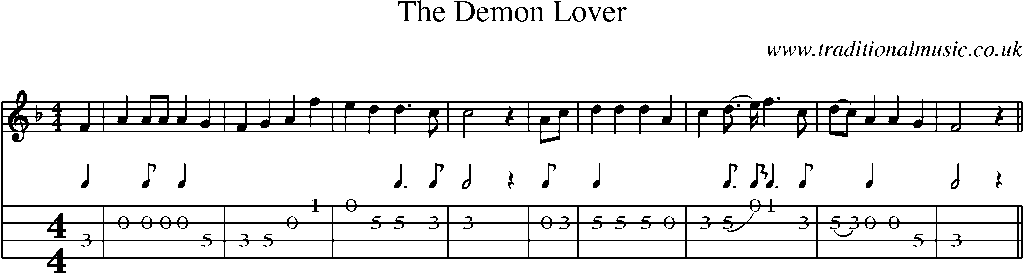 Mandolin Tab and Sheet Music for The Demon Lover