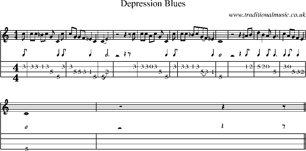 Mandolin Tab and Sheet Music for Depression Blues