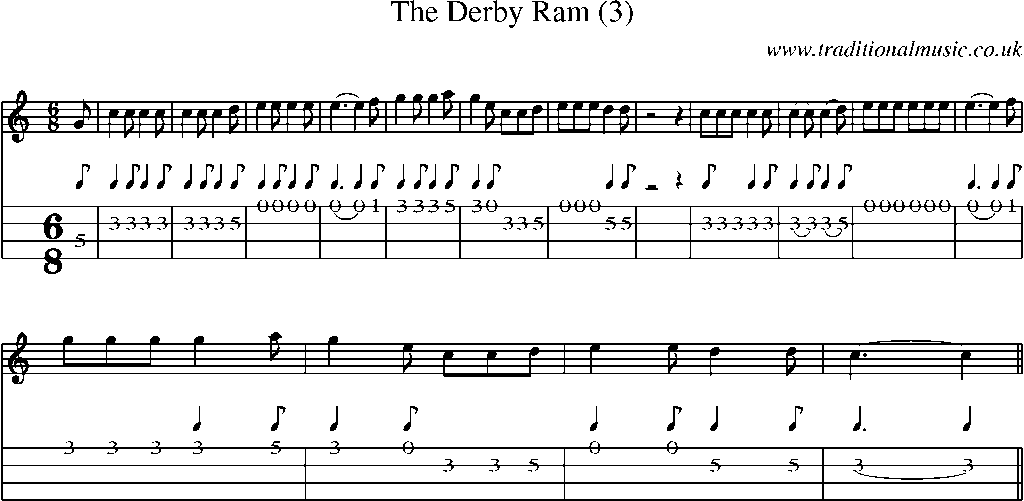 Mandolin Tab and Sheet Music for The Derby Ram (3)