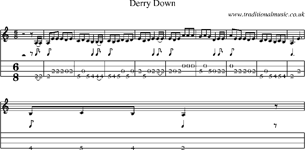 Mandolin Tab and Sheet Music for Derry Down