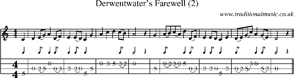Mandolin Tab and Sheet Music for Derwentwater's Farewell(2)
