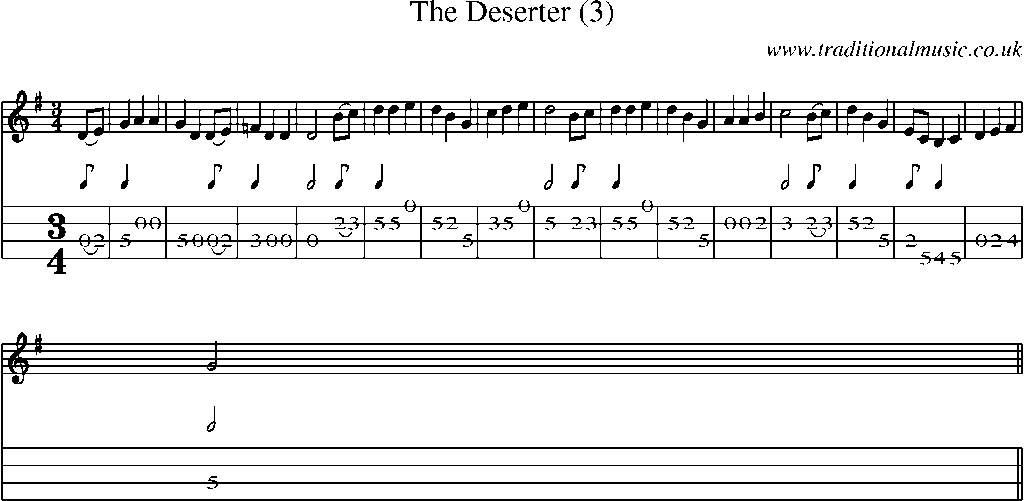 Mandolin Tab and Sheet Music for The Deserter (3)