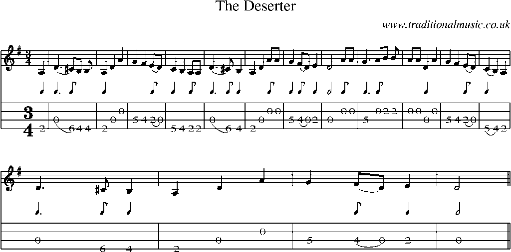 Mandolin Tab and Sheet Music for The Deserter