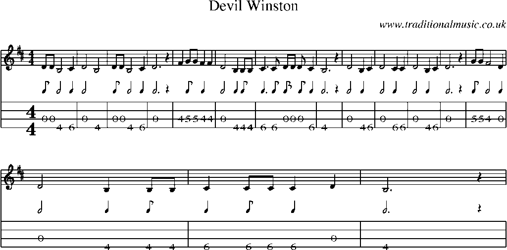 Mandolin Tab and Sheet Music for Devil Winston