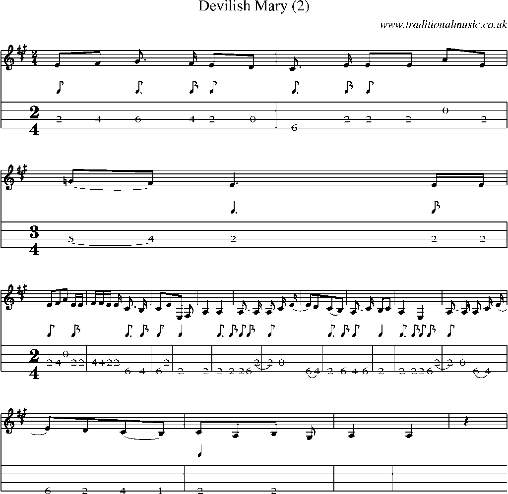 Mandolin Tab and Sheet Music for Devilish Mary (2)