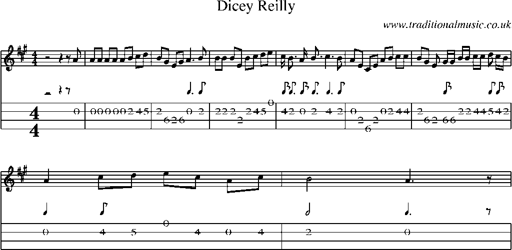 Mandolin Tab and Sheet Music for Dicey Reilly