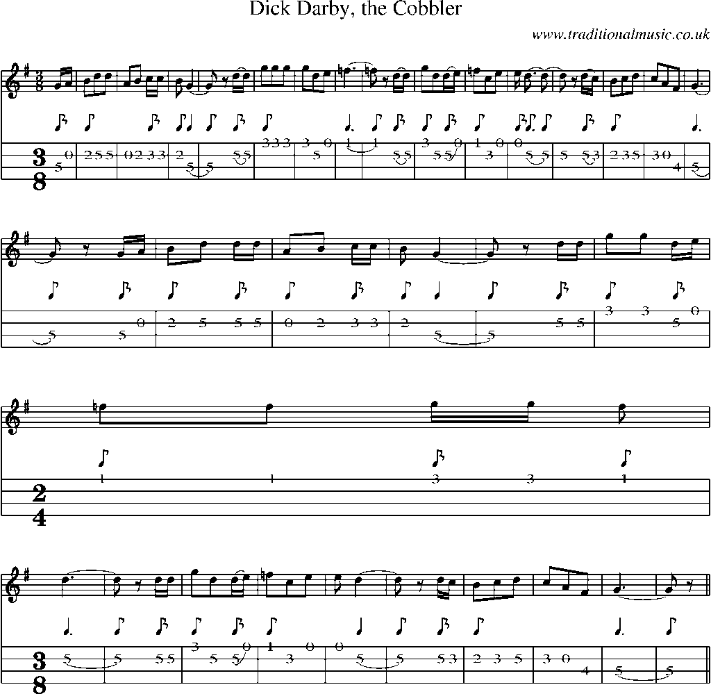 Mandolin Tab and Sheet Music for Dick Darby, The Cobbler