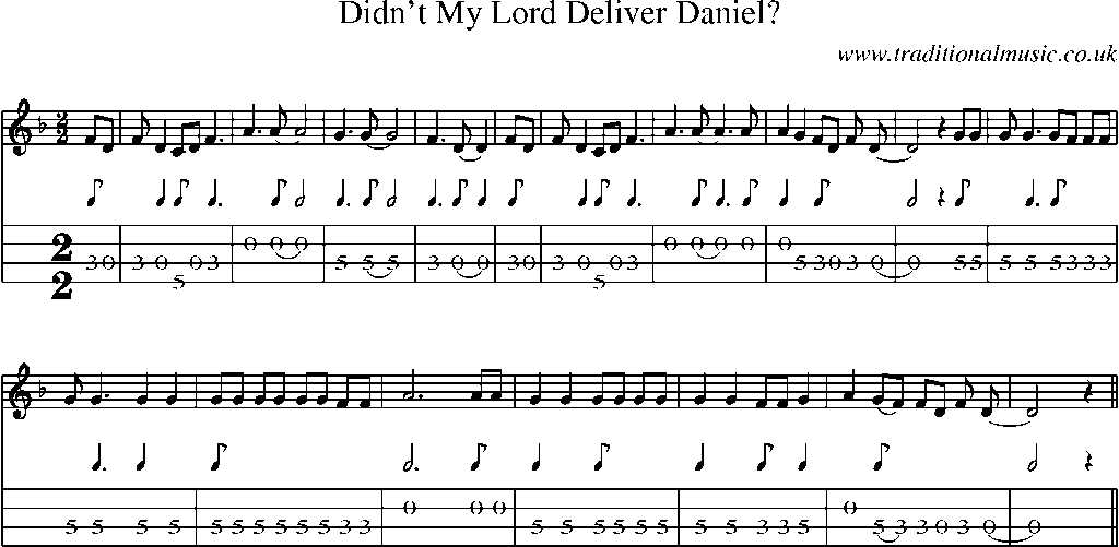 Mandolin Tab and Sheet Music for Didn't My Lord Deliver Daniel?