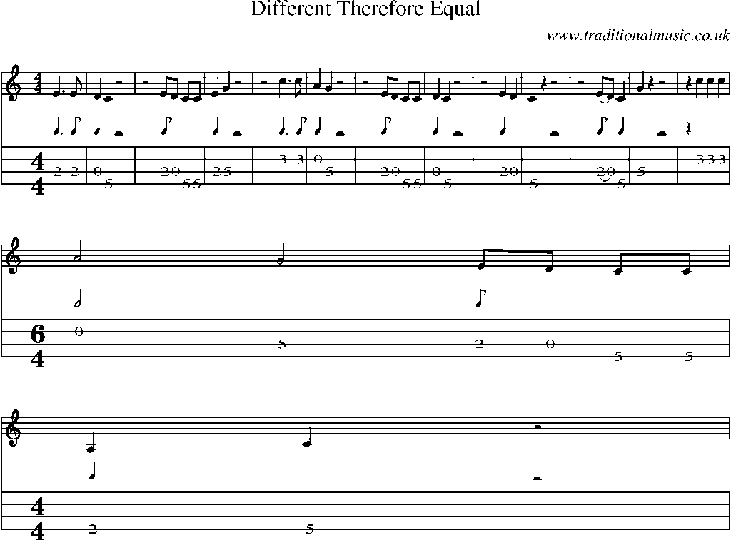 Mandolin Tab and Sheet Music for Different Therefore Equal