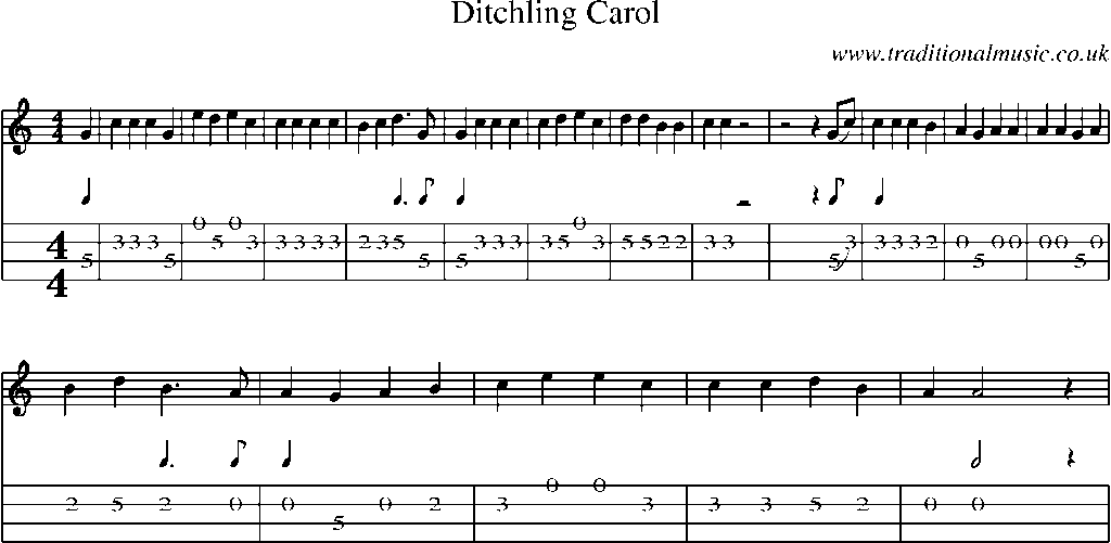 Mandolin Tab and Sheet Music for Ditchling Carol