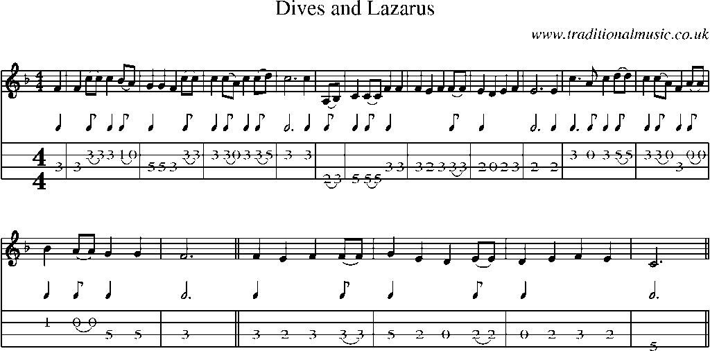 Mandolin Tab and Sheet Music for Dives And Lazarus