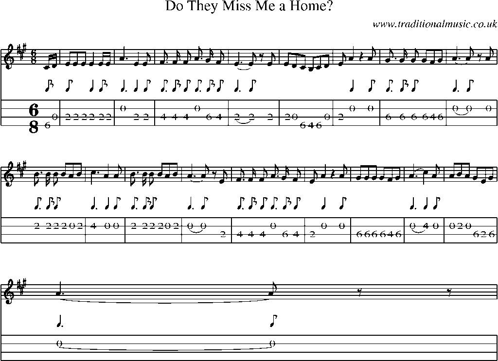 Mandolin Tab and Sheet Music for Do They Miss Me A Home?