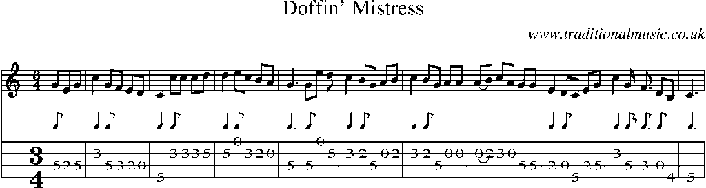 Mandolin Tab and Sheet Music for Doffin' Mistress