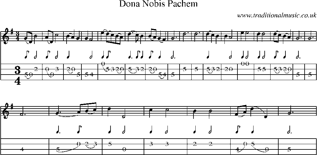 Mandolin Tab and Sheet Music for Dona Nobis Pachem